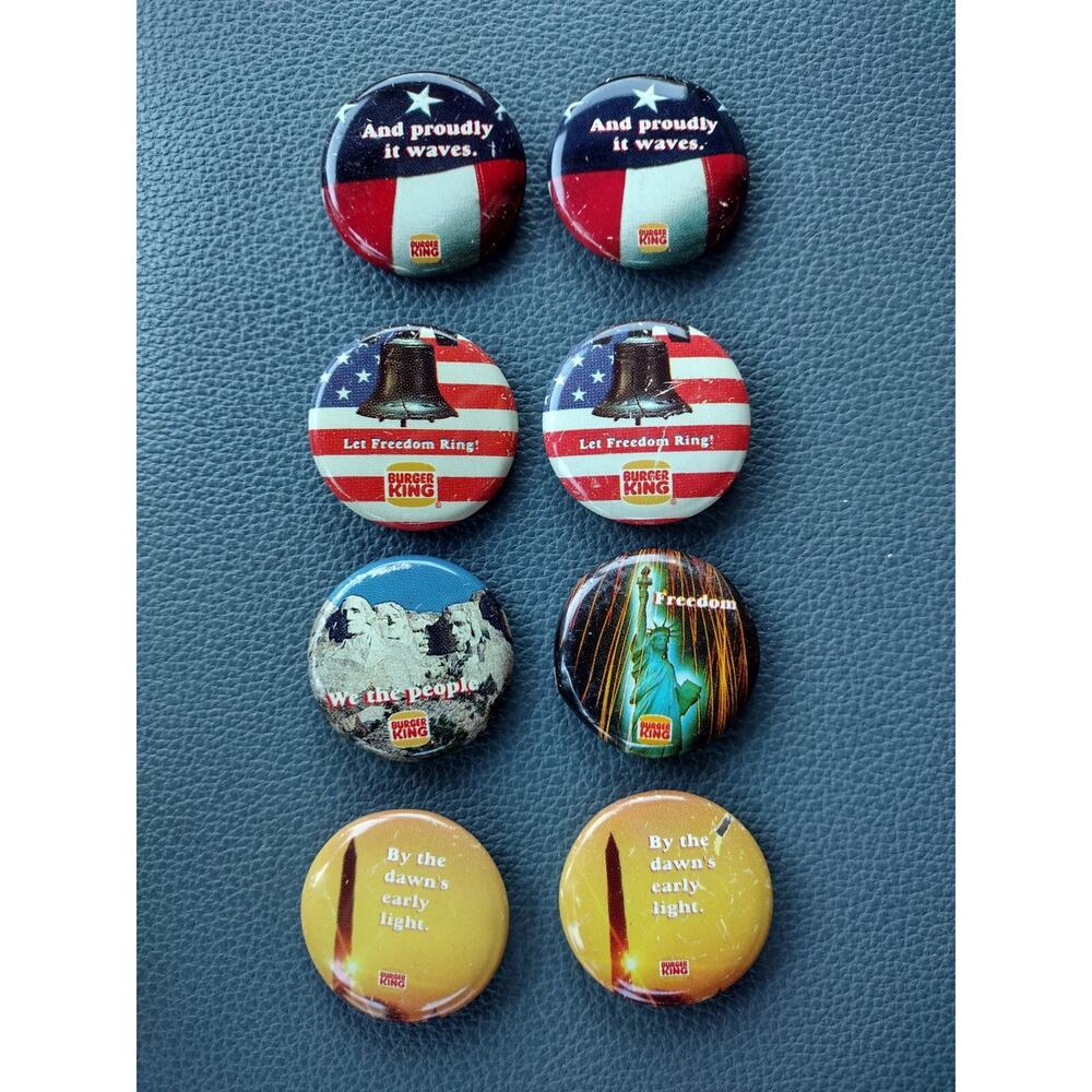 Vintage Patriotic Burger King Round Circle America Pinback Button Pins Americana